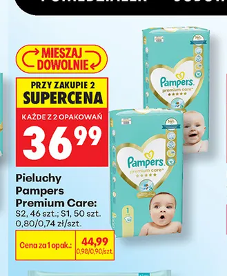 Pieluchy Pampers Premium Care S1 50 szt. promocja w Biedronka