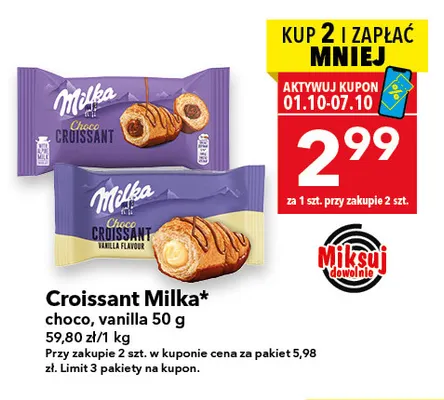 Croissant Milka vanilla promocja w LEWIATAN