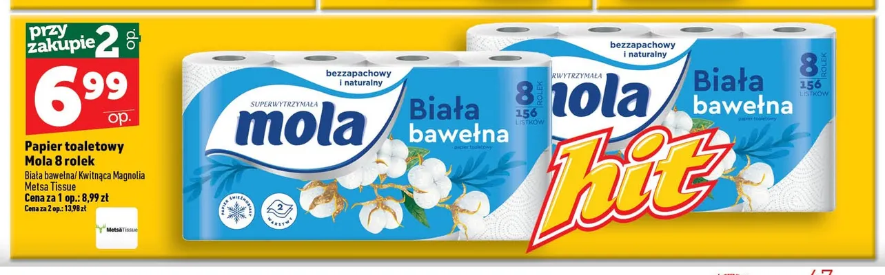 Papier toaletowy Mola Kwitnąca Magnolia 8-pak promocja w TOPAZ