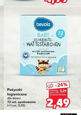 Patyczki higieniczne dla dzieci Bevola Baby Sicherheits-Wattestäbchen promocja w Kaufland