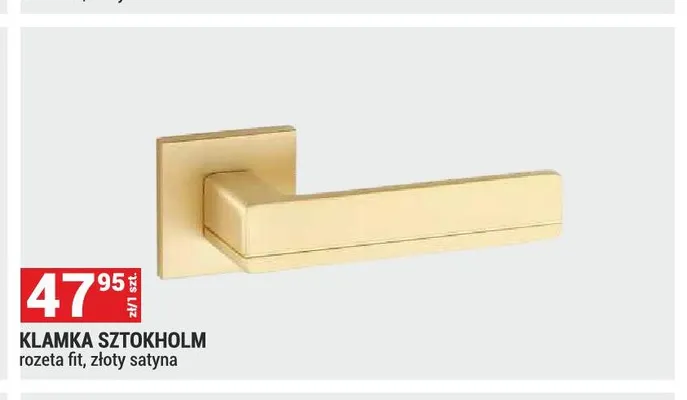 Klamka Sztokholm rozeta fit złoty satyna promocja w Merkury Market