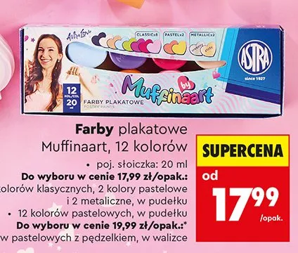Farby plakatowe Astra Muffinaart w pudełku promocja w Biedronka