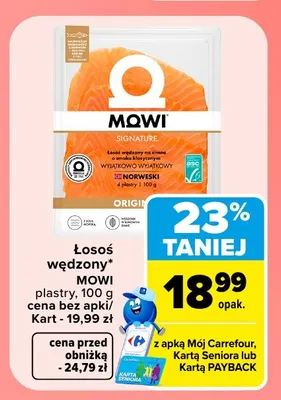 Łosoś wędzony na zimno Mowi Signature plastry promocja w Carrefour Market