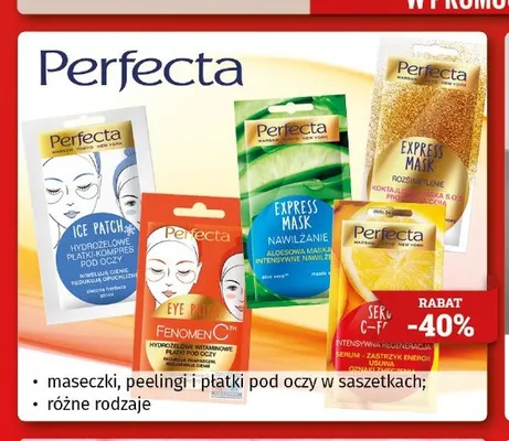Maseczki, peelingi i płatki pod oczy w saszetkach Perfecta promocja w Drogeria Kosmyk