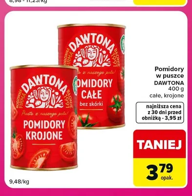 Pomidory w puszce Dawtona krojone promocja w Carrefour Market