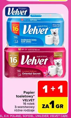 Papier toaletowy Velvet Delikatnie biały 16-pak promocja w Carrefour Market