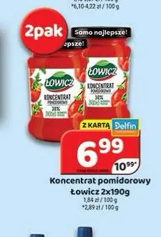 Koncentrat pomidorowy Łowicz 2-pak 190 g promocja w Delfin
