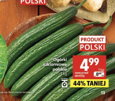 Ogórki szklarniowe polskie promocja w Delikatesy Centrum