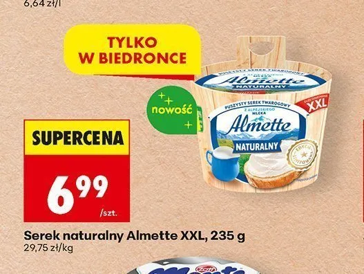 Serek naturalny Almette XXL promocja w Biedronka