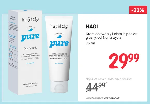 Krem do twarzy i ciała, hipoalergiczny, od 1.dnia życia promocja w Rossmann