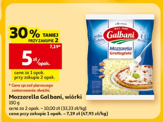 Mozzarella Galbani wiórki promocja w Auchan