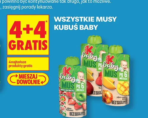 Mus jabłko mango banan Kubuś Baby promocja w Biedronka