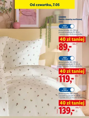 Pościel z bawełny muślinowej Livarno poszwa na kołdrę 140×200cm poszewka na poduszkę 70×80cm promocja w Lidl