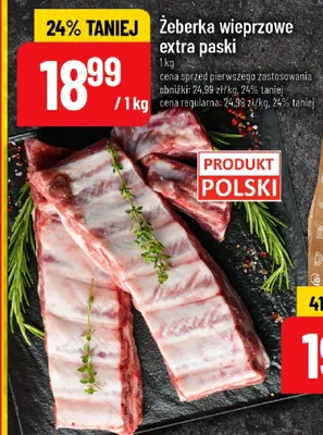 Żeberka wieprzowe extra paski promocja w POLOmarket