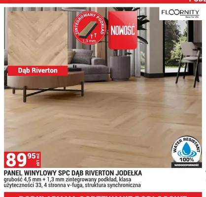 Panel winylowy Spc Dąb Riverton jodełka Floornity promocja w Merkury Market