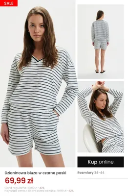 Dzianinowa bluza w czarne paski promocja w Top Secret