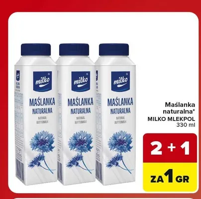 Maślanka naturalna Milko promocja w Carrefour Market