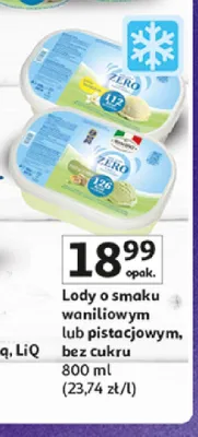 Lody o smaku pistacjowym Mancuso bez cukru promocja w Auchan