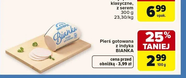Pierś gotowana z indyka Bianka Indykpol promocja w Carrefour
