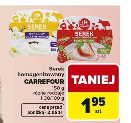 Serek homogenizowany truskawkowy Carrefour promocja w Carrefour Market