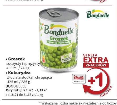 Groszek soczysty i sprężysty Bonduelle promocja w Intermarche