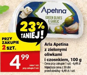 Ser Aria Apetina z zielonymi oliwkami i czosnkiem, 100 g promocja w Twój Market