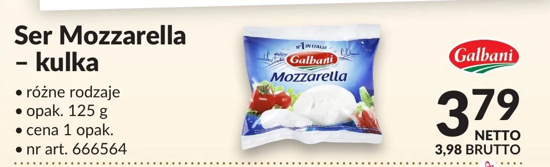 Ser Mozzarella kulka Galbani promocja w Makro