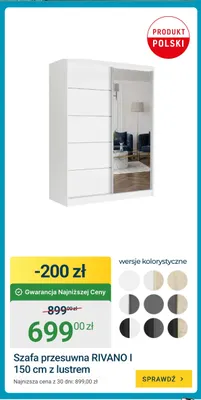 Szafa przesuwna Rivano I 150 cm z lustrem promocja w ERLI