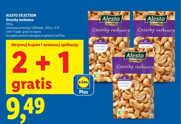 Orzechy nerkowca Alesto Selection promocja w Lidl
