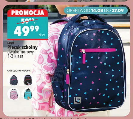 Plecak szkolny dwukomorowy Looż 1-3 klasa promocja w Biedronka