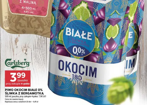 Piwo bezalkoholowe Okocim Białe Śliwka z Bergamotką promocja w Stokrotka