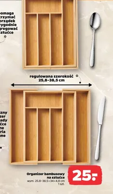 Organizer bambusowy na sztućce 25,8-38,5x34x4,8cm Netto promocja w Netto