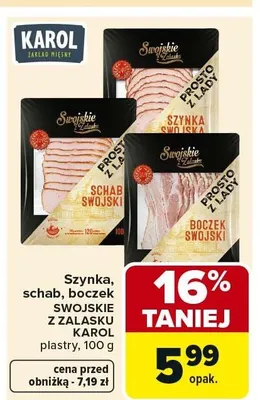 Boczek swojski z zalasku KAROL promocja w Carrefour Market