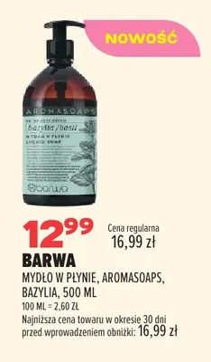 Mydło w płynie Barwa Aromasoaps bazylia promocja w Drogerie Natura