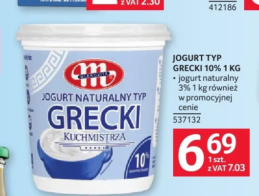 Jogurt naturalny typ grecki Kuchmistrza Mlekovita promocja w Selgros