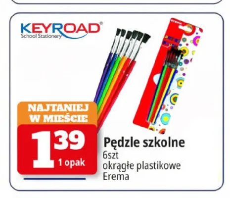 Pędzle szkolne 6 szt Keyroad promocja w Leclerc