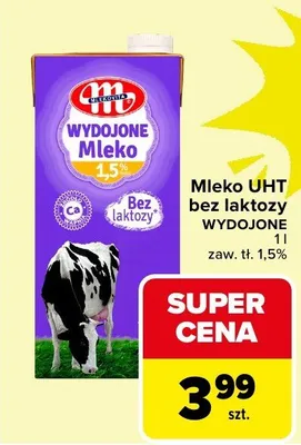 Mleko UHT bez laktozy 1,5% promocja w Carrefour
