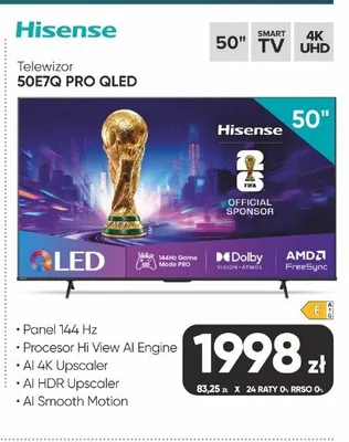 Telewizor Hisense 50E7Q PRO QLED 50" promocja w Max Elektro