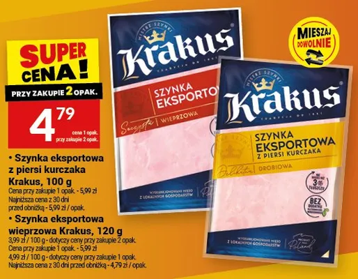 Szynka eksportowa z piersi kurczaka Krakus promocja w Twój Market