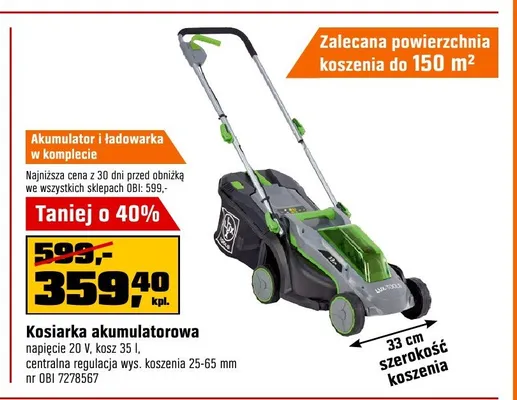 Kosiarka akumulatorowa LUX-TOOLS promocja w OBI