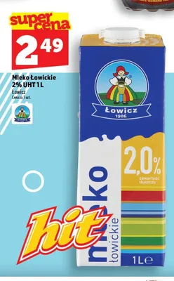 Mleko Łowickie 2% UHT promocja w TOPAZ