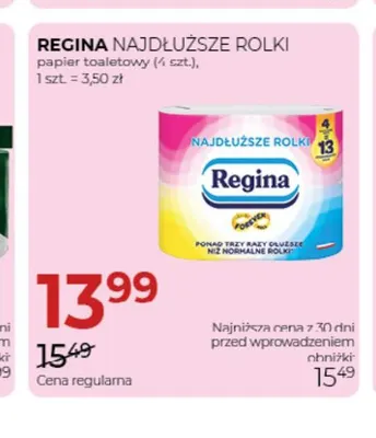 Papier toaletowy Regina Najdłuższe Rolki 4-pak promocja w Drogerie Jawa