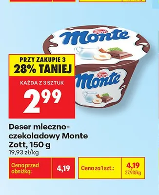 Deser mleczno-czekoladowy Monte Zott promocja w Biedronka