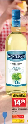 Wino bezalkoholowe musujące Frizzante Mojito Moscato 0% Monte Santi promocja w Biedronka