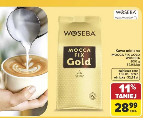 Kawa mielona Woseba Mocca Fix Gold promocja w Carrefour Market