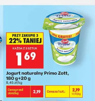 Jogurt naturalny Primo Zott promocja w Biedronka