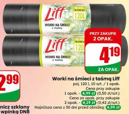 Worki na śmieci z taśmą promocja w Dino