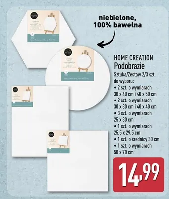 Podobrazie sztuka/zestaw 2/3 szt., niebielone, 100% bawełna promocja w Aldi
