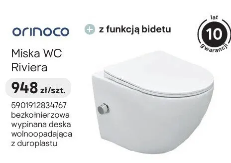 Miska WC Orinoco Riviera z funkcją bidetu promocja w Castorama