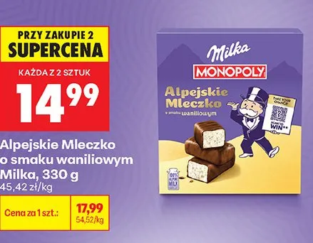Alpejskie Mleczko o smaku waniliowym Milka promocja w Biedronka